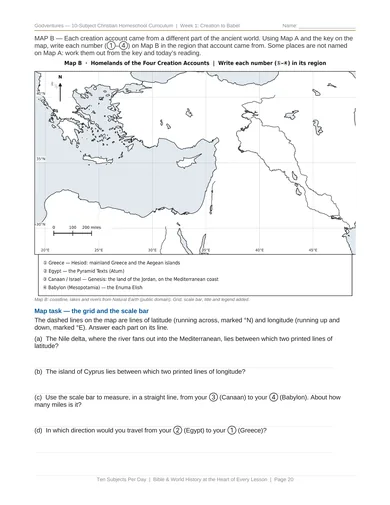 Actual Week 1 workbook, page 20: Student geography map
